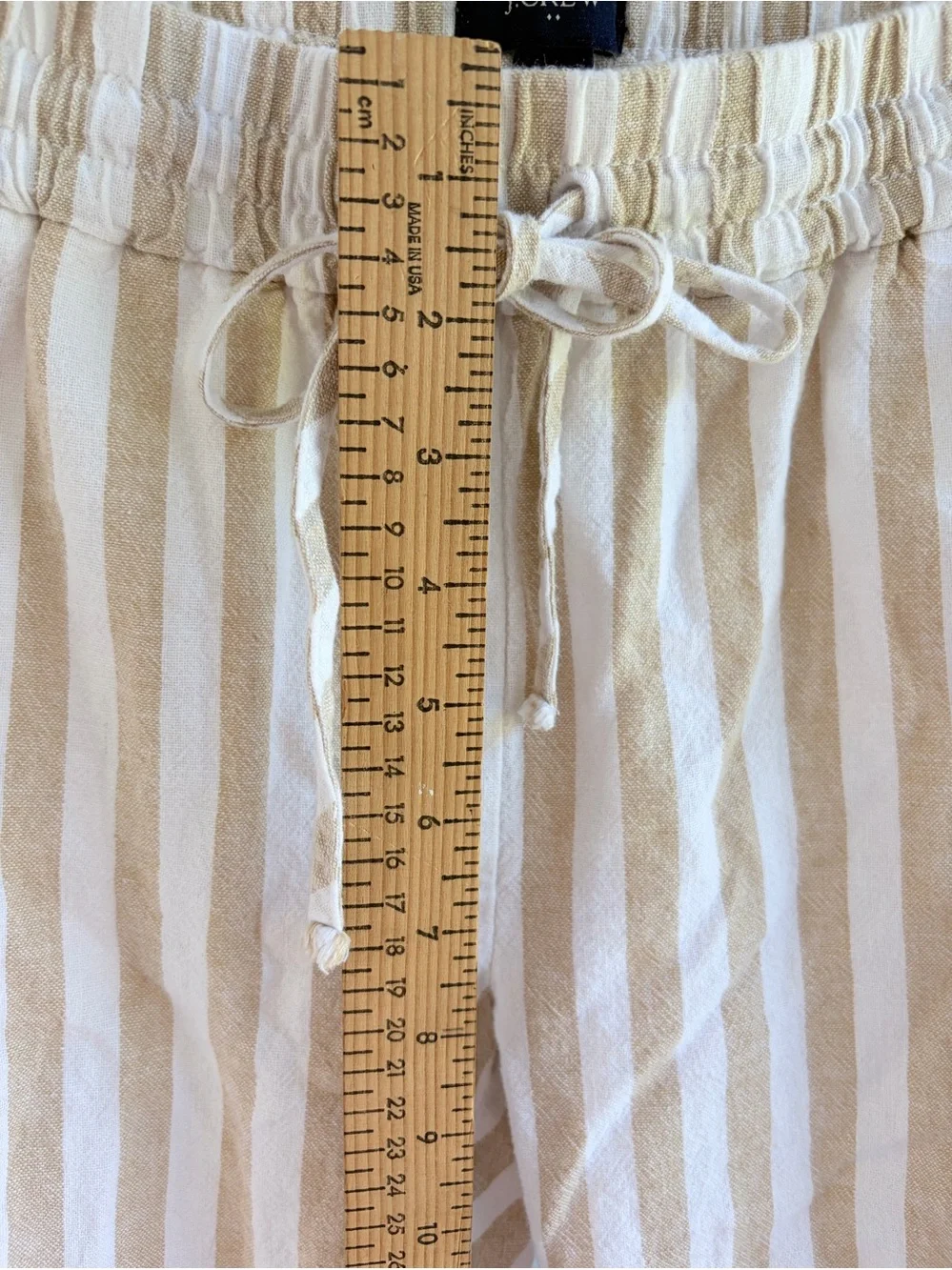 J. Crew Beige White Striped Linen-Blend Drawstring Joggers